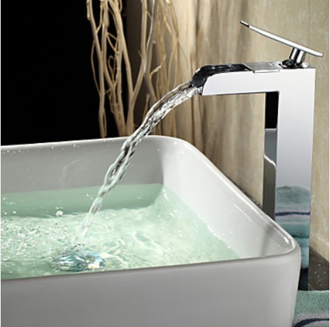 contemporaine cascade finition chromée robinet d'évier salle de bains (hauteur)
