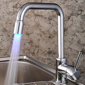 LED Centerset contemporain Chrome robinet de cuisine T1890F